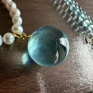 Mặt Đá Hải Lam Bảo (Aquamarine) Mix Chuỗi Ngọc Trai Thiên Nhiên Cao Cấp